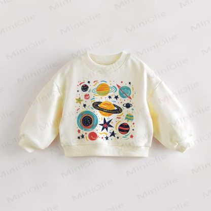 Baby Toddler Space Print Sweatshirt - Cream - 3-5T - image 1