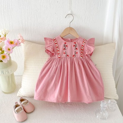 Toddler Embroidered Strawberry Ruffle Sleeves Dress - image 16