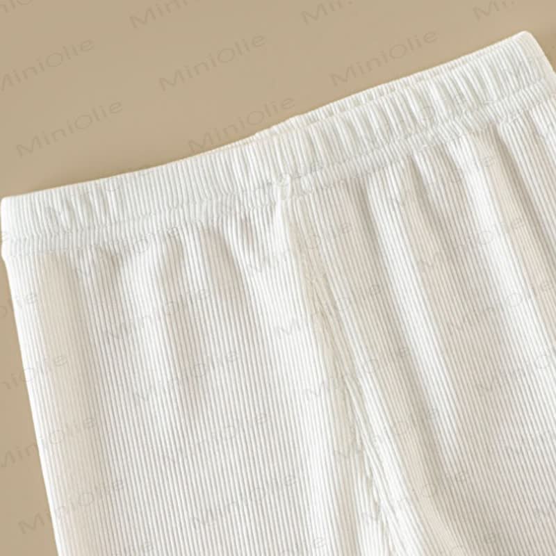 Baby Toddler Girls Beige Ribbed Lace Ruffle Hem Leggings - image 3