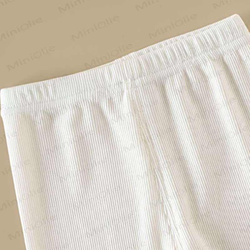Baby Toddler Girls Beige Ribbed Lace Ruffle Hem Leggings - image 3
