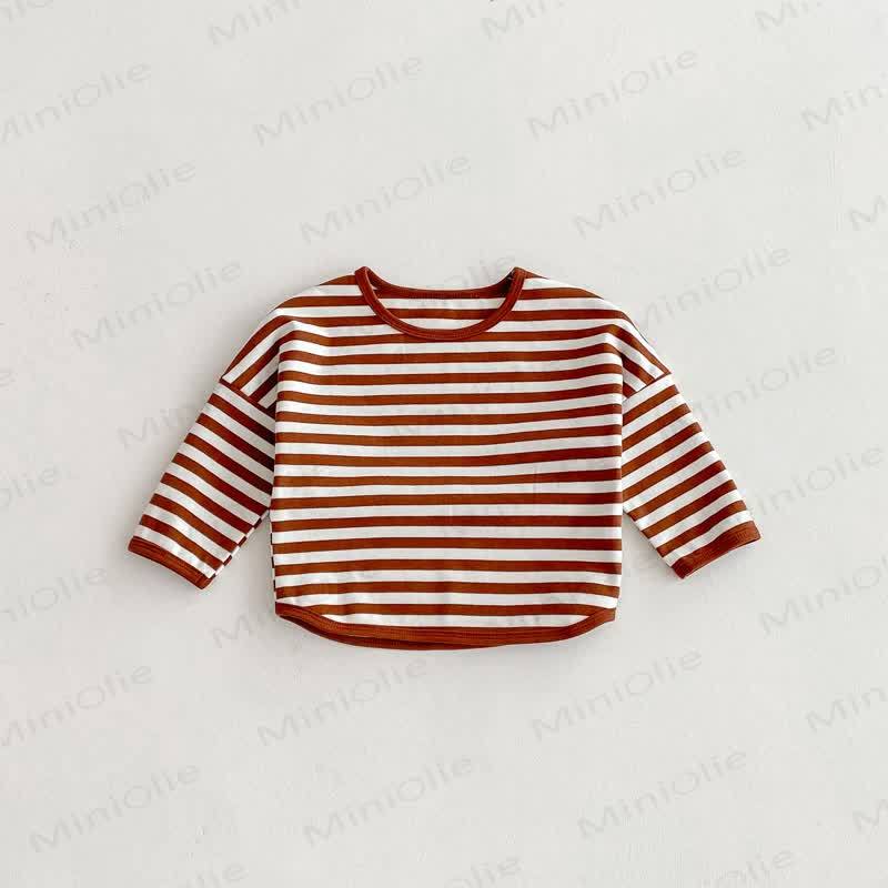 Toddler Striped Base Layer Casual T-Shirt - Coffee - 8Y - image 27