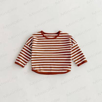 Toddler Striped Base Layer Casual T-Shirt - Coffee - 8Y - image 27