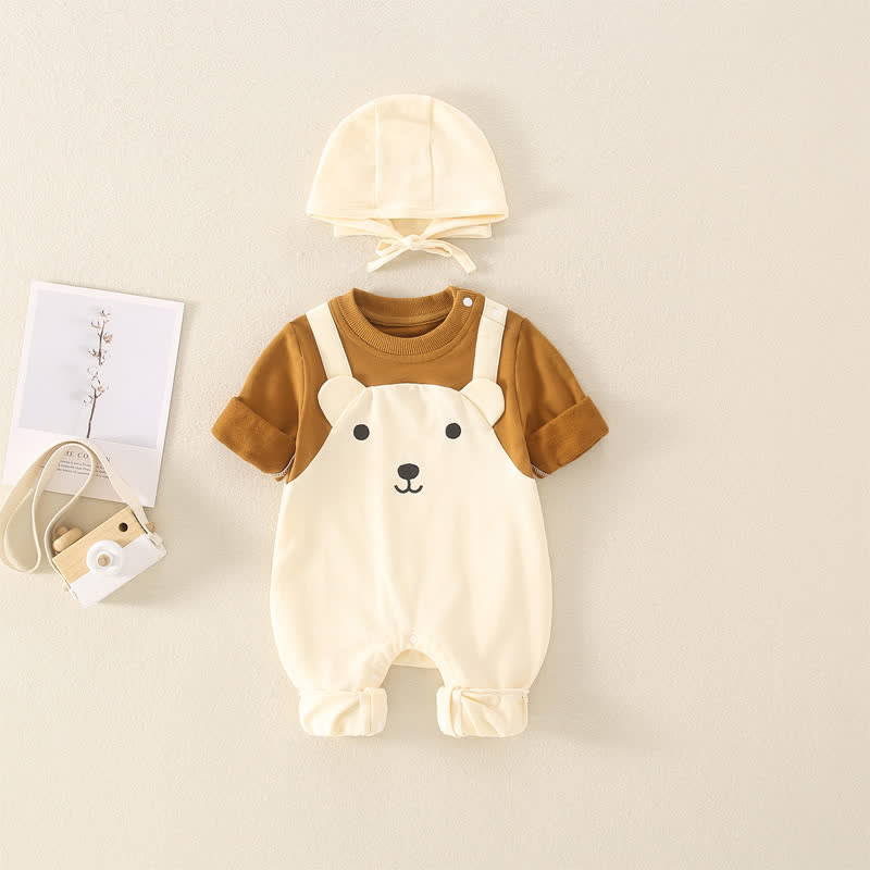 Baby Bear Color Block Romper with Hat