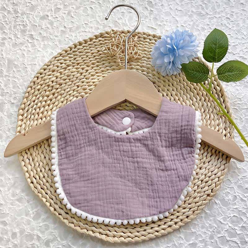 Personalized Baby Name Pom Pom Bib - Purple - 27cm - image 9