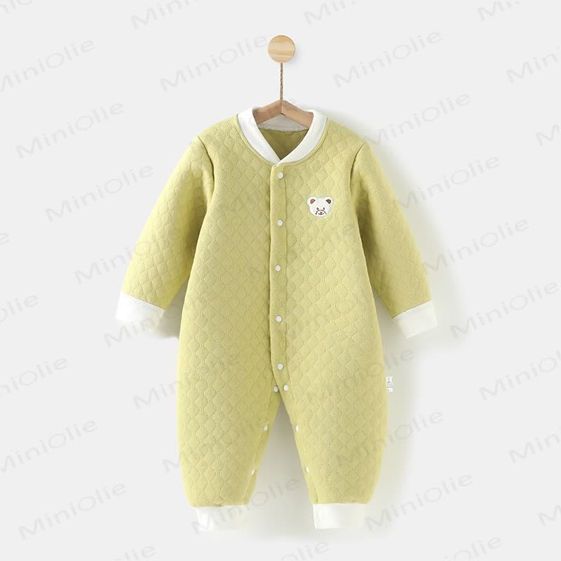 Baby Bear Quilted Contrast Color Romper - Light Yellow - 18-24M - image 4