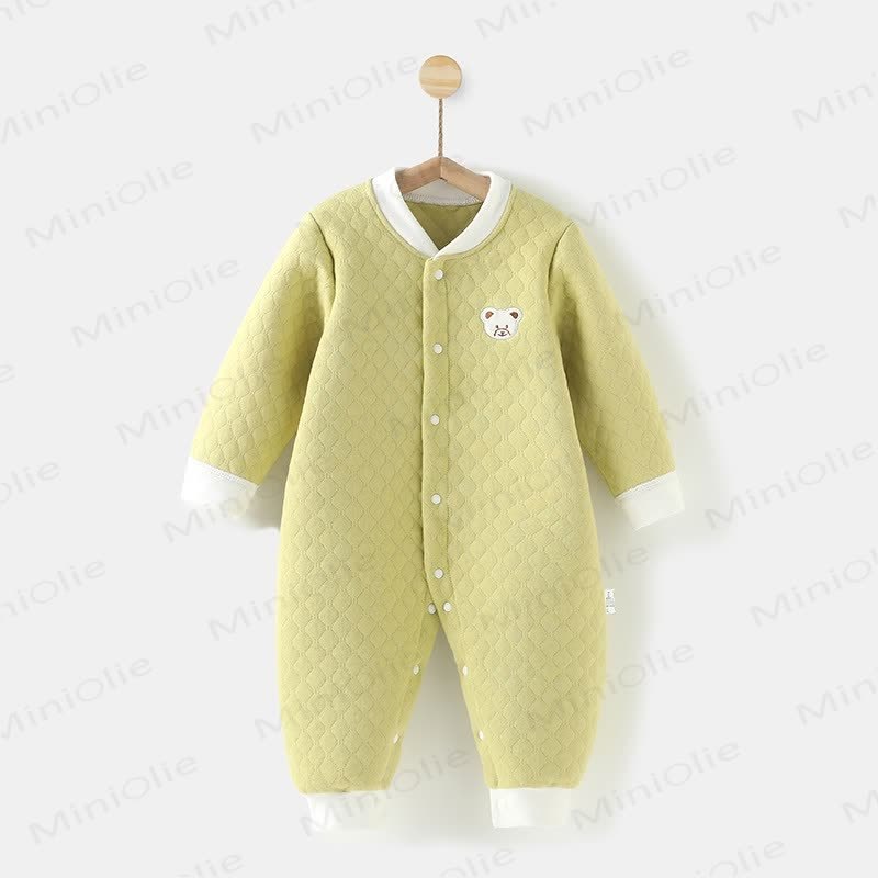Baby Bear Quilted Contrast Color Romper - Light Yellow - 18-24M - image 4