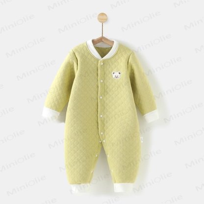 Baby Bear Quilted Contrast Color Romper - Light Yellow - 18-24M - image 4