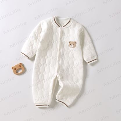  Baby Simple Quilted Bear Warm Romper - White - 12-18M - image 1