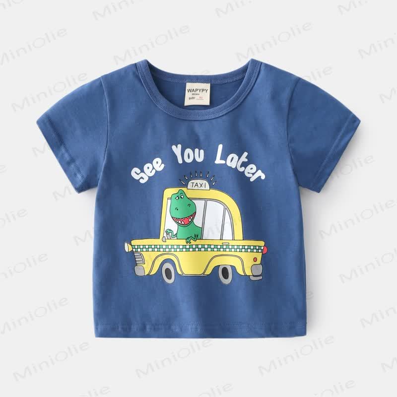 Toddler Boy Cartoon Dinosaur Printed T-Shirt - Blue - 8Y - image 4