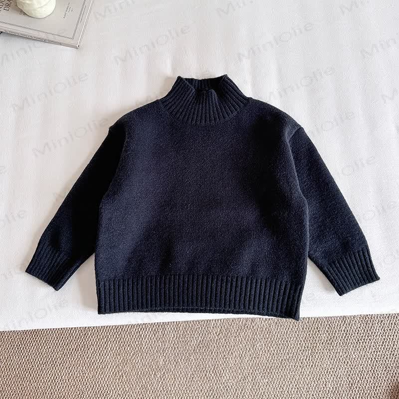 Kid Solid Color Turtleneck Knit Sweater - Black - 12Y - image 8