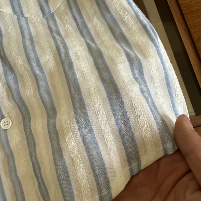 Kid Boy Blue Vertical Striped Shirt Top - image 7