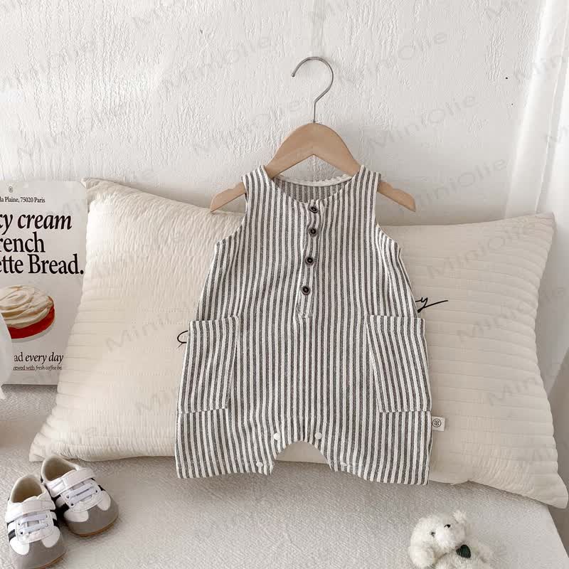 Baby Sleeveless Vertical Stripe Romper  - image 10