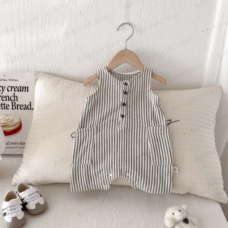 Baby Sleeveless Vertical Stripe Romper  - image 10