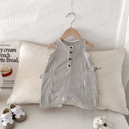 Baby Sleeveless Vertical Stripe Romper  - image 10