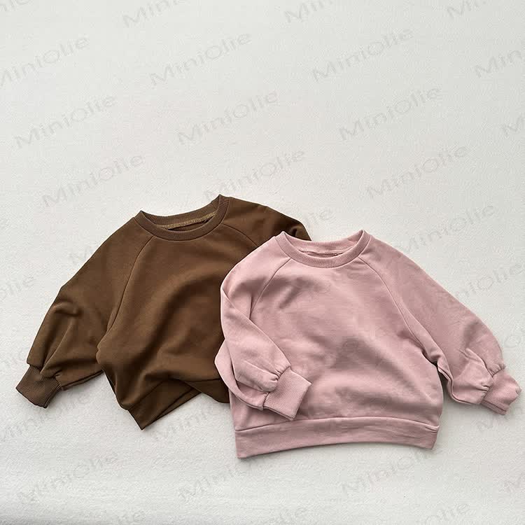 Toddler Solid Color Round Collar Casual Sweatshirt  - image 8