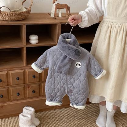 Baby Scarf Cute Cartoon Quilted Romper - image 6