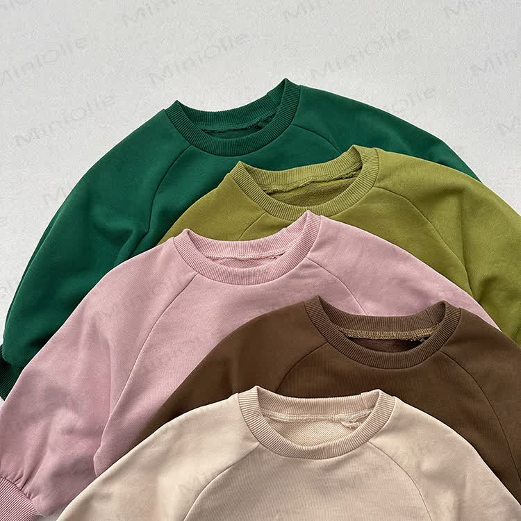 Toddler Solid Color Round Collar Casual Sweatshirt  - image 14