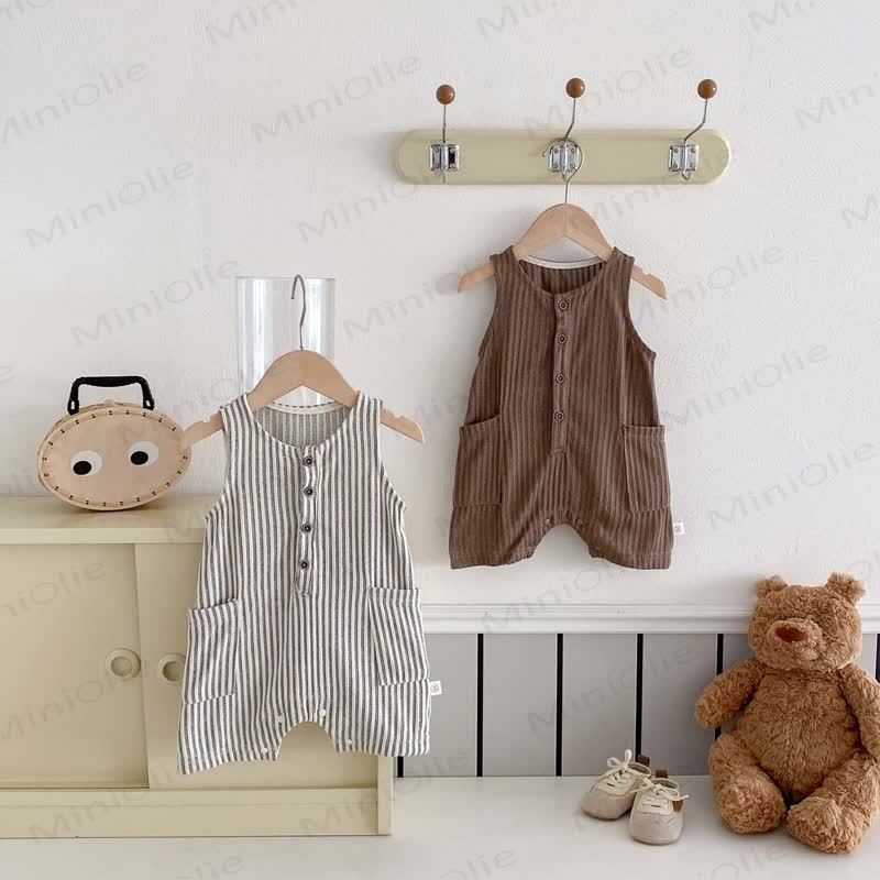 Baby Sleeveless Vertical Stripe Romper  - image 2