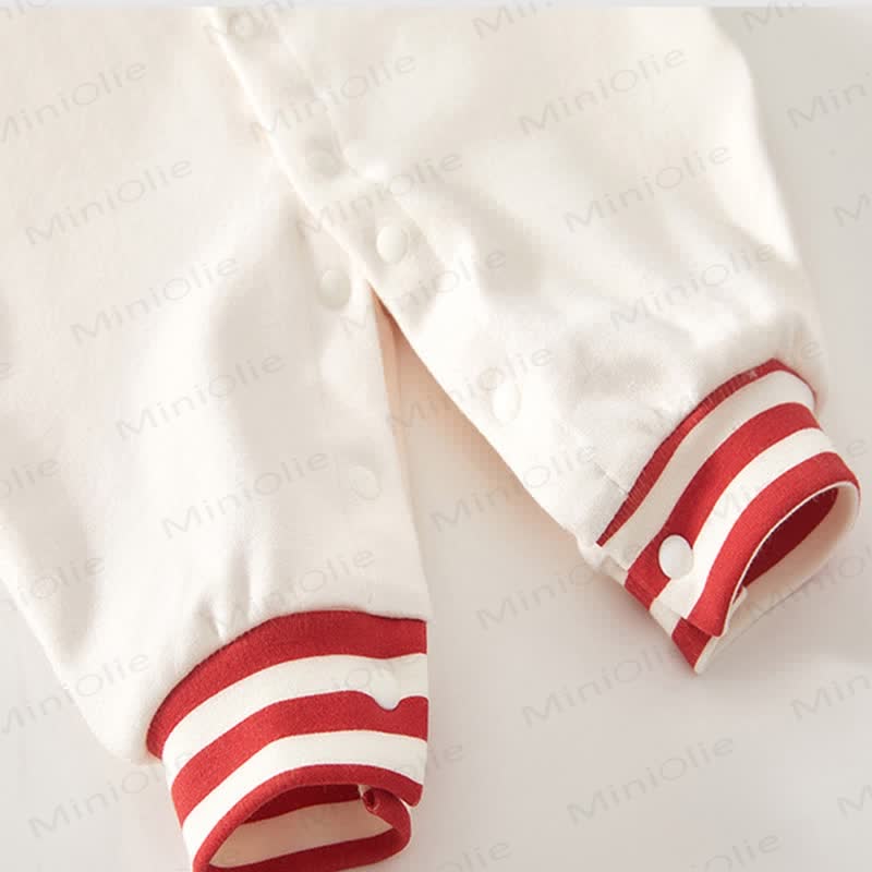 Baby Striped Sleeve Bear Badge Romper - image 9