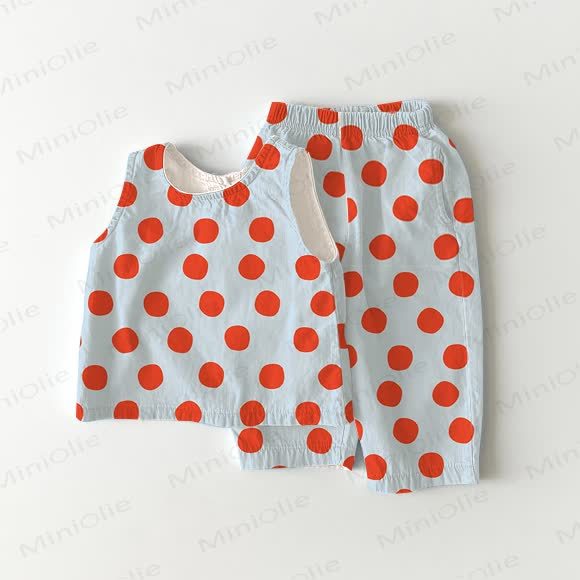 Baby Red Polka Dots 2-Piece Sleeveless Set - Blue - 2-3T - image 1