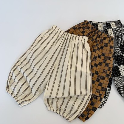 Toddler Bear Plaid Dots Striped Pants - Beige Striped - 8Y - image 10