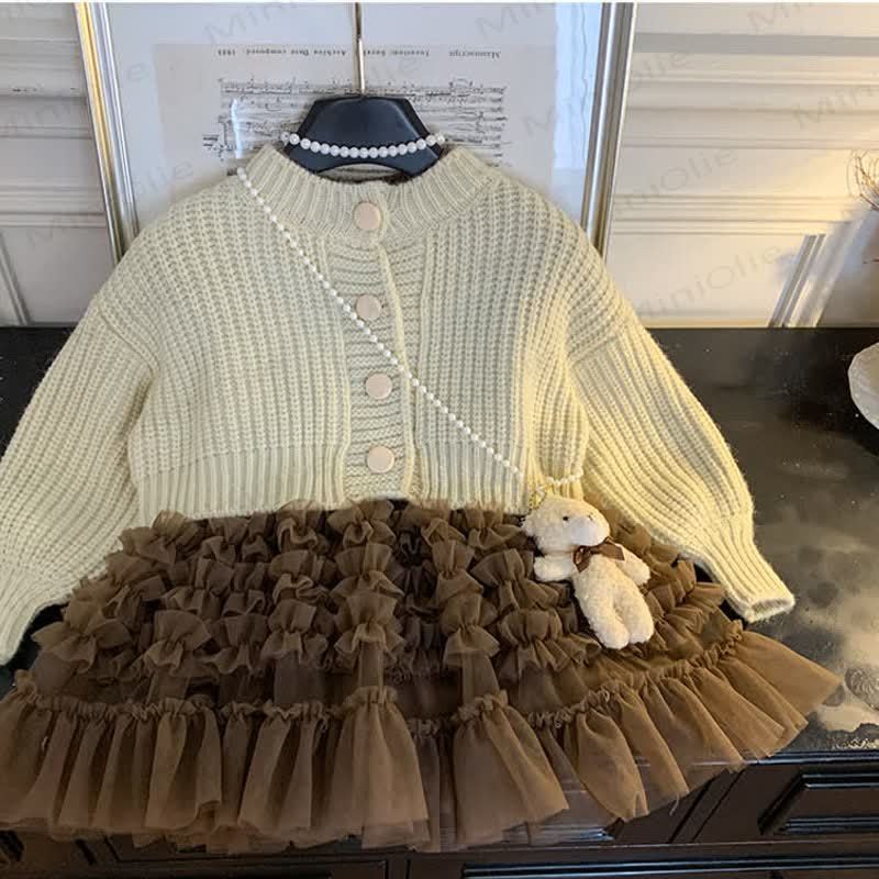 Toddler Kid Girl Purple Knitted Fleece 2-piece Set - image 6