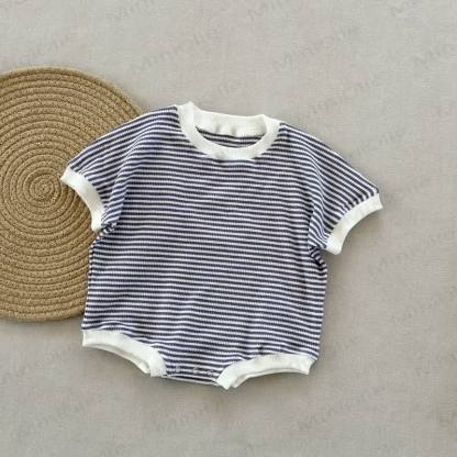 Baby Waffle Striped Loose Simple Bodysuit - Purple - 18-24M - image 7