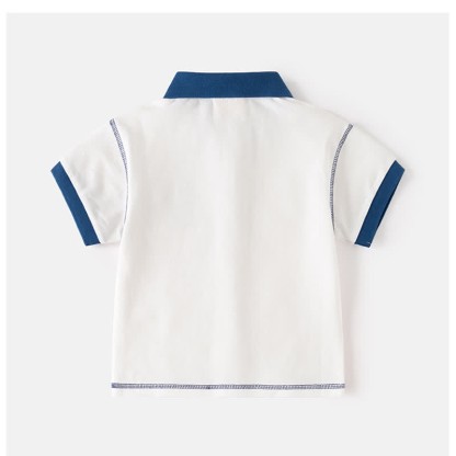 Kid Boy Embroidered Dinosaur Truck Polo Shirt - image 3