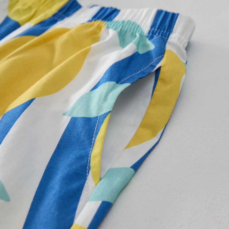 Baby Blue Vertical Striped Lemon 2-Piece Sleeveless Set - image 5