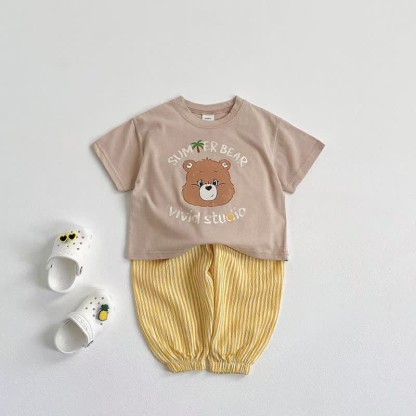 Toddler Vertical Striped Simple Jogger Pants - image 6