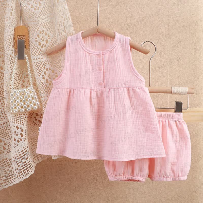 Toddler 2-Piece Solid Color Sleeveless Gauze Set - Pink - 4-5T - image 12