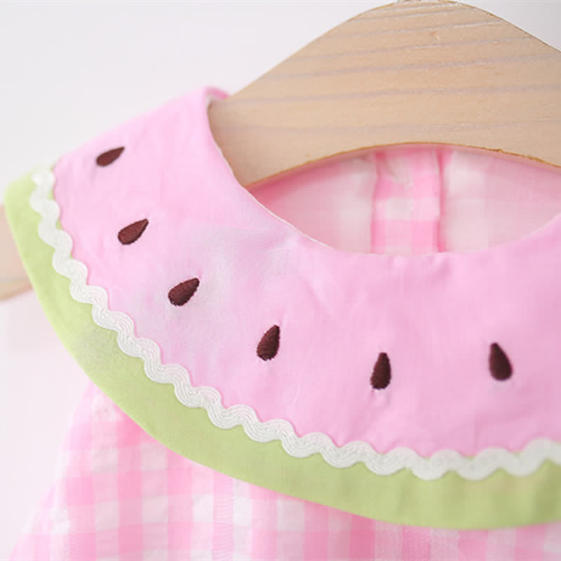 Baby Watermelon Plaid Sleeveless Lovely Dress - image 11