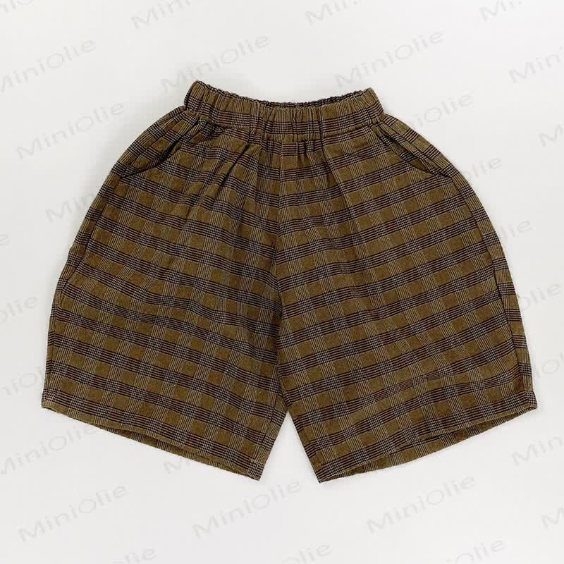 Toddler Cotton Plaid Shorts - Green - 6-7T - image 9
