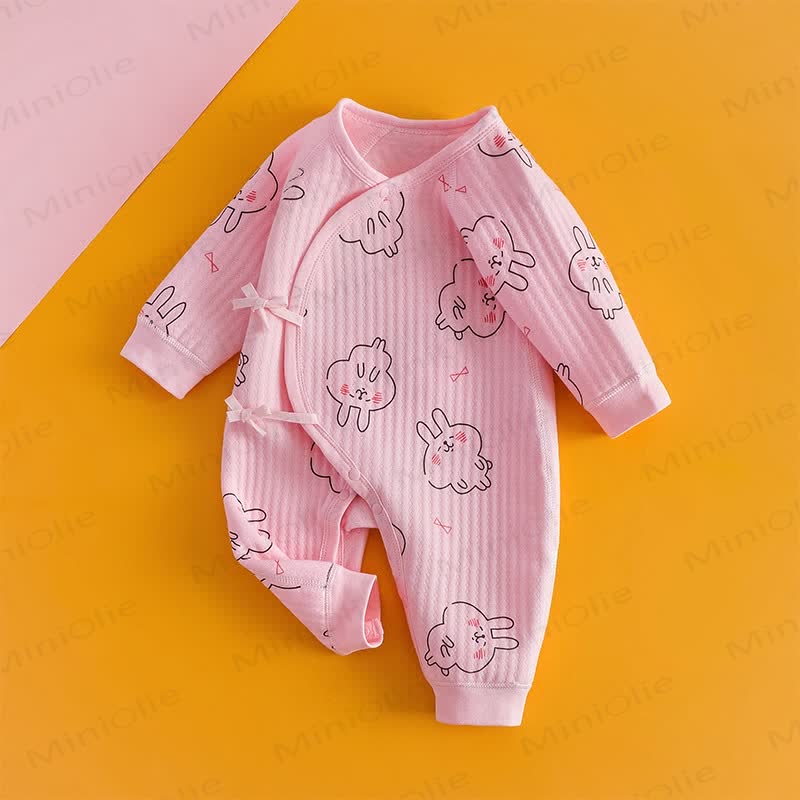 Baby Pink Bunny Whale Kimono Romper - image 2