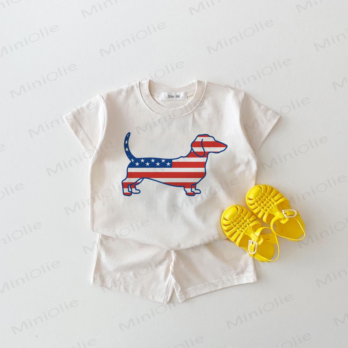 Baby Dachshund Print 2-piece White Set - White - 18-24M - image 1