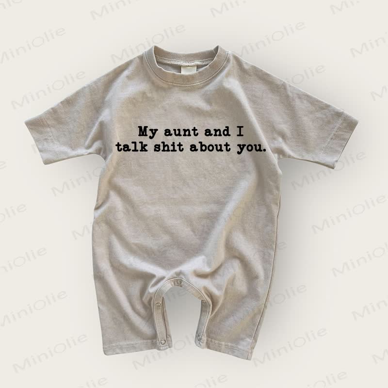 MY AUNT AND I TALK SHIT ABOUT YOU. Baby Grey Romper - Warm Grey - 18-24M - image 1