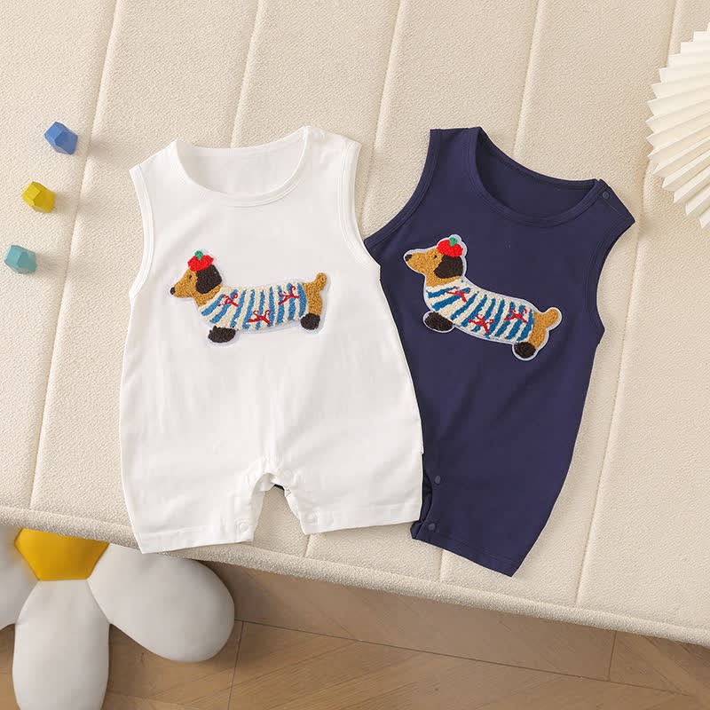 Baby Dachshund Patch Sleeveless Romper - image 3