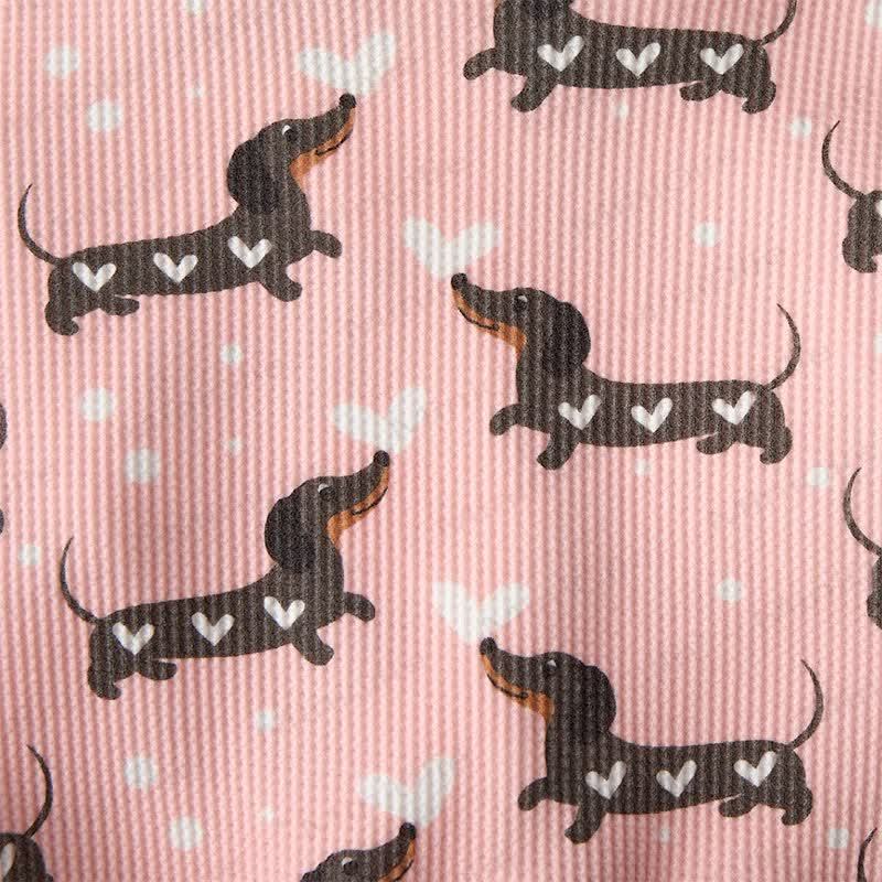 Baby Daschund & Heart Print Pink Waffle 2-piece Set - image 7