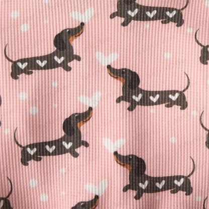 Baby Daschund & Heart Print Pink Waffle 2-piece Set - image 7