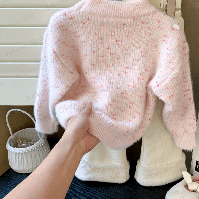Kid Girl Pink Heart Knitted Pullover Sweater - image 5