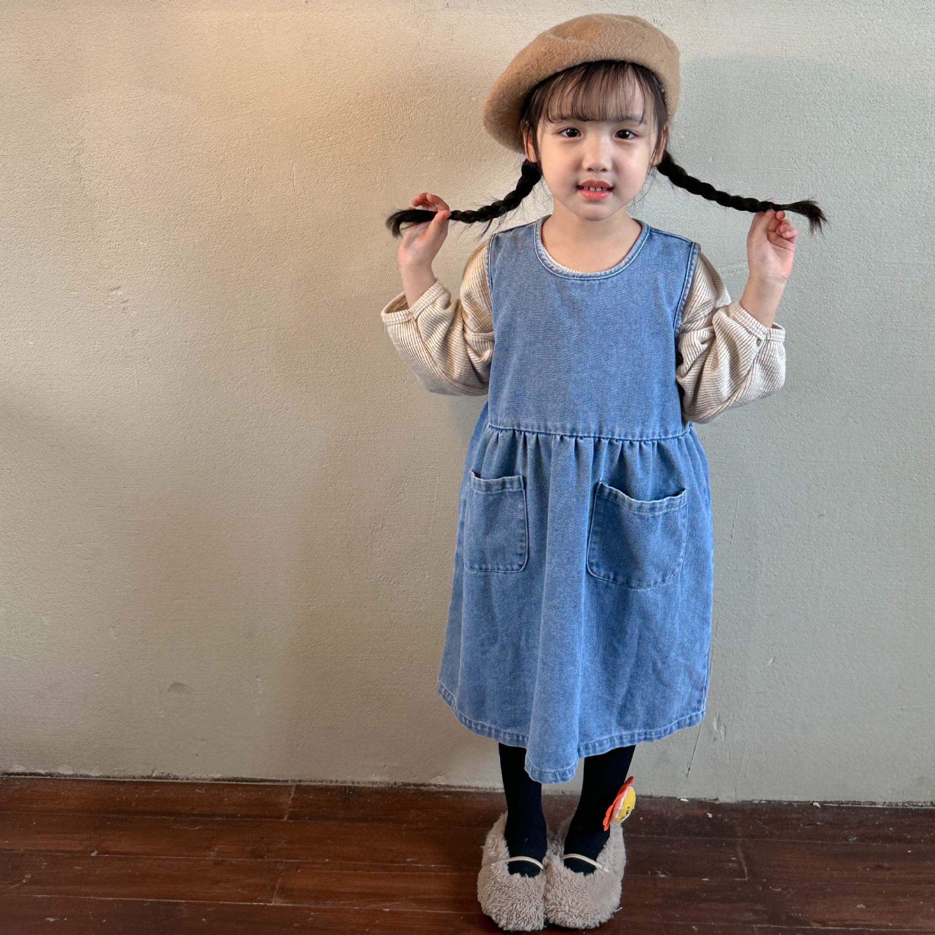 VYU Summer New Japanese Korean Style Baby Girl Strap Denim Dress Kids Slip  Dresses Girls Toddler Infant Jeans Skirk Vestido