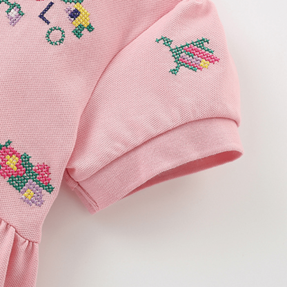 POLO Toddler Kid Heart Flower Pink Dress - image 6