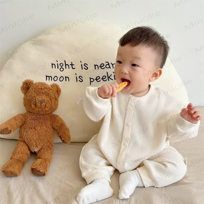 Baby Neutral Solid Color Casual Romper  - image 14