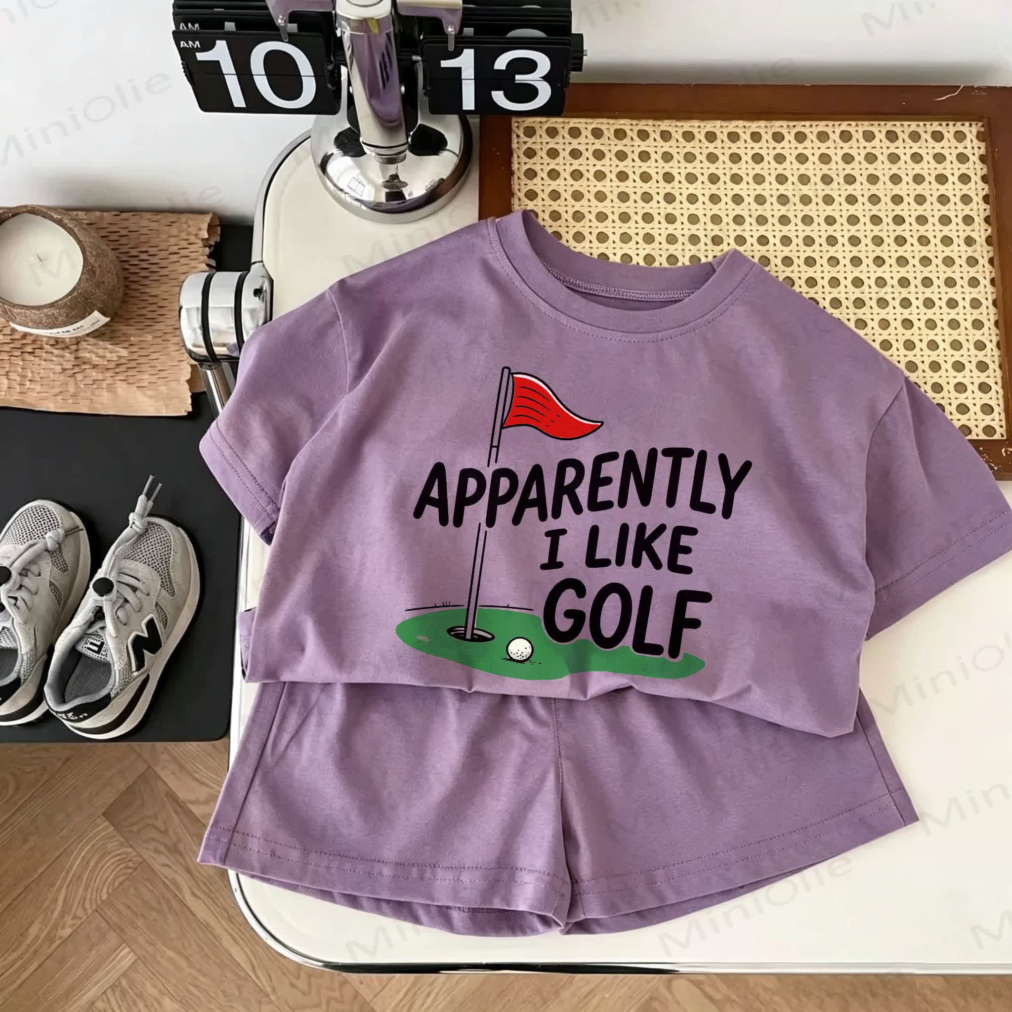 APPARENTLY I LIKE GOLF Baby Print Shorts 2-Piece Set - Purple - 18-24M - image 1