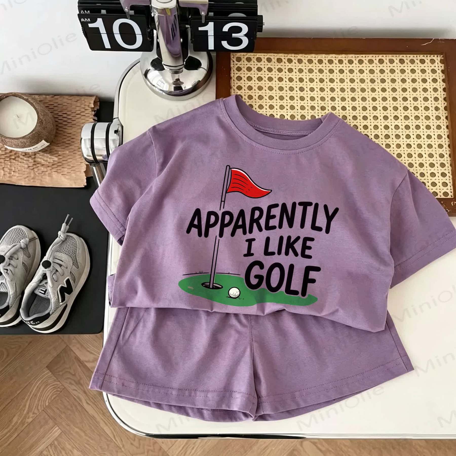 APPARENTLY I LIKE GOLF Baby Print Shorts 2-Piece Set - Purple - 18-24M - image 1