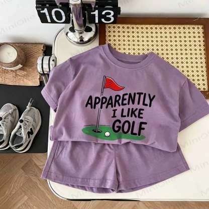 APPARENTLY I LIKE GOLF Baby Print Shorts 2-Piece Set - Purple - 18-24M - image 1