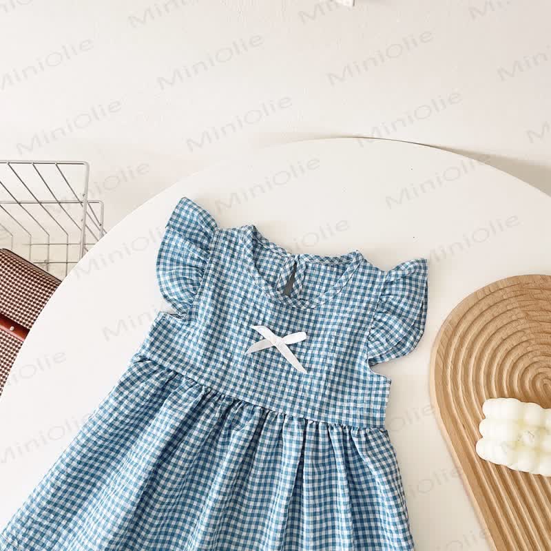 Baby Lovely Bow Plaid Ruffled Dress - image 15