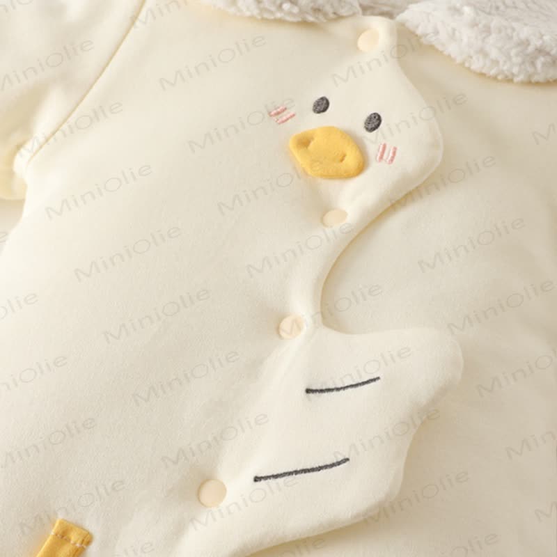 Baby Animal Applique Sherpa Collar Snap Romper - image 8