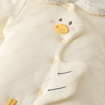 Baby Animal Applique Sherpa Collar Snap Romper - image 8