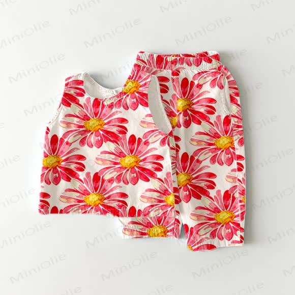 Toddler Daisy Print 2-piece Sleeveless Set - White - 5-7T - image 1